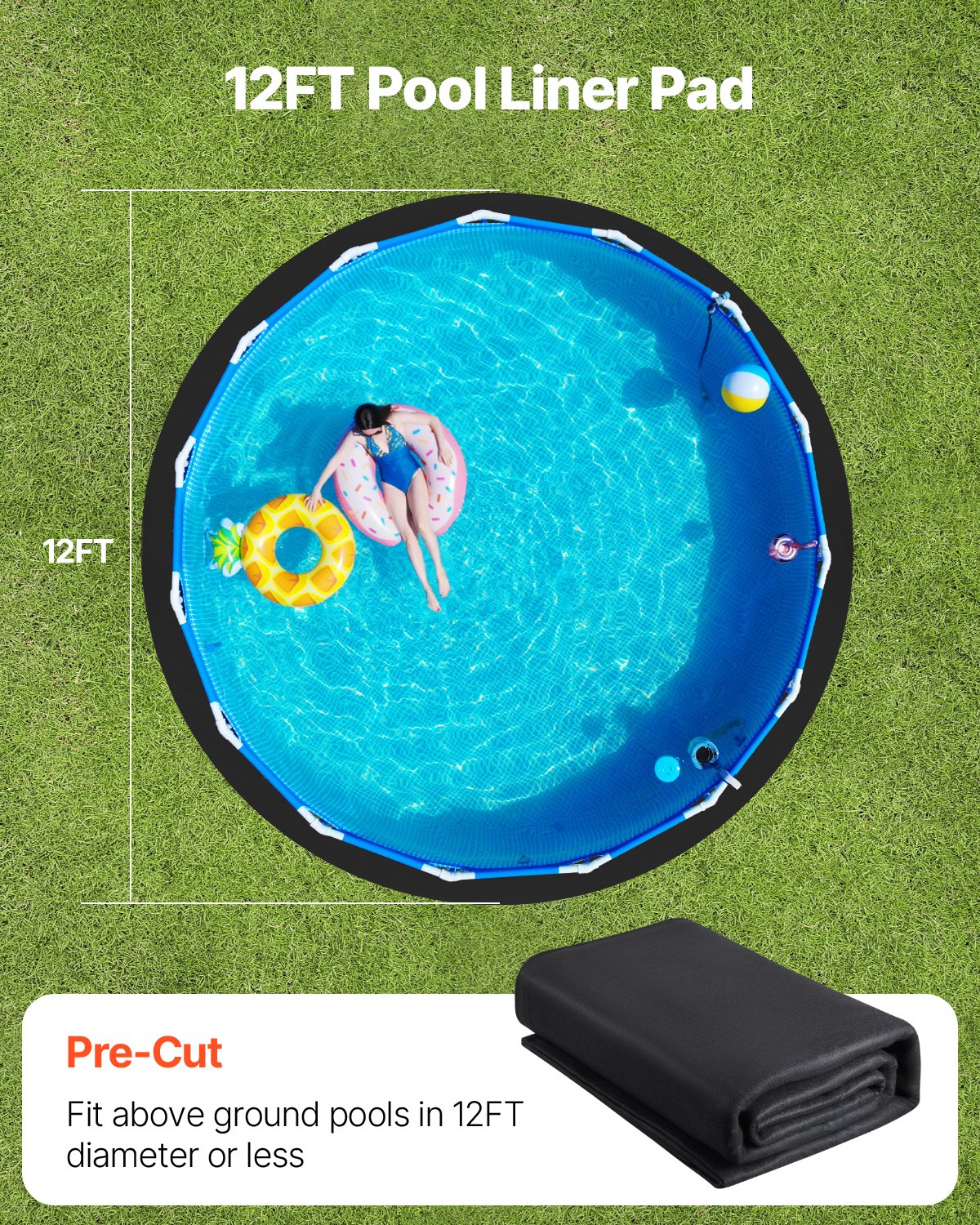 12ft Round Pool Liner Pad Swimming Pool